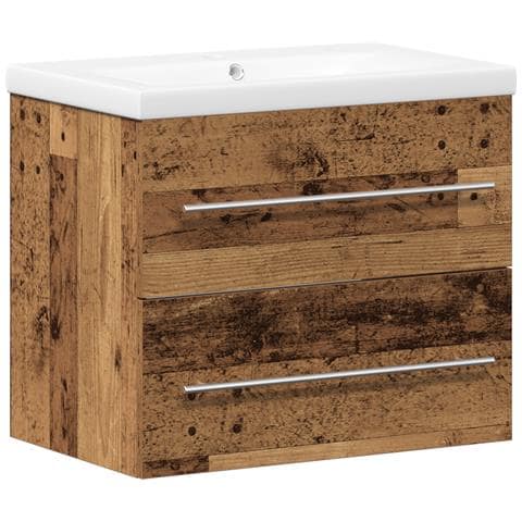Armadio lavabo bagno con lavabo incorporato legno vecchio legno ingegnerizzato - Foto 1