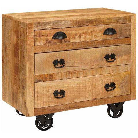 Mobile laterale Marrone 70 x 38 x 63 cm legno massello di mango - Foto 1