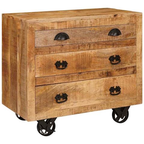 Mobile laterale Marrone 70 x 38 x 63 cm legno massello di mango - Foto 2