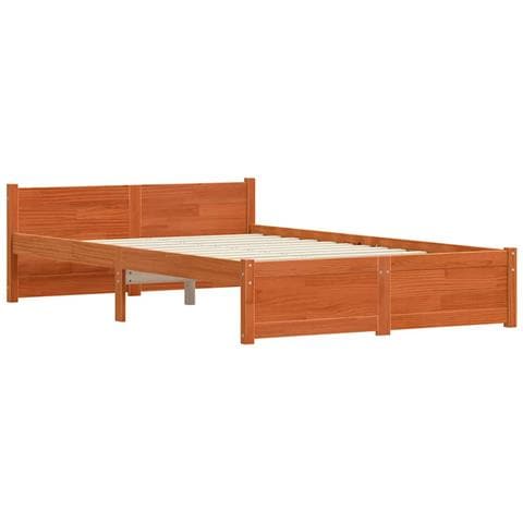 Struttura del letto con testiera Cera marrone 135 x 190 cm - Foto 1