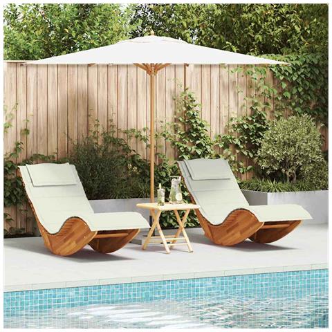 Lettino da sole con cuscino 2 pcs Marrone 60 x 154 x 74cm - Foto 2