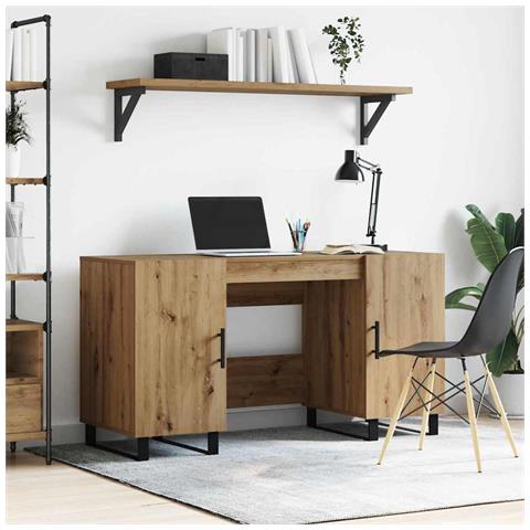 Scrivania rovere artigianale 140 x 50 x 75 cm Legno multistrato - Foto 2