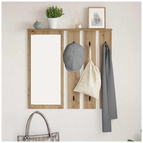 Appendiabiti a muro rovere artigianale 84 x 10 x 80 cm - Foto 2