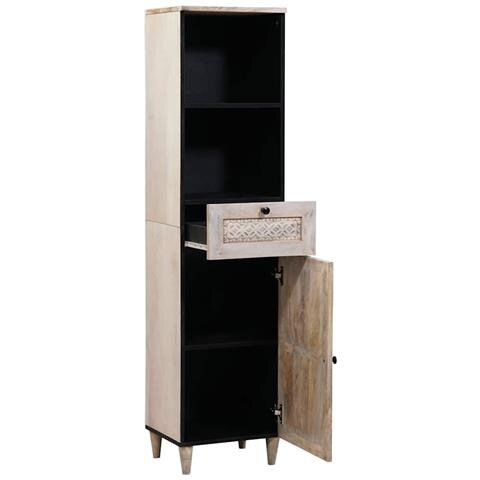 Mobile da Bagno Bianco 38 x 33.5 x 160 cm Legno Massiccio Mango - Foto 2