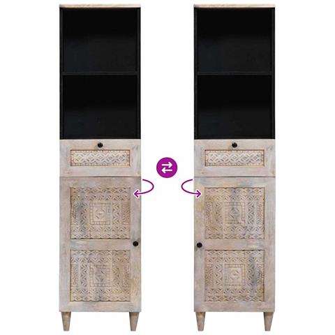 Mobile da Bagno Bianco 38 x 33.5 x 160 cm Legno Massiccio Mango - Foto 9