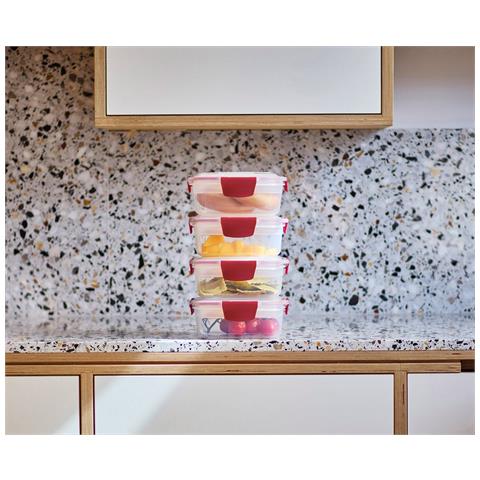 Nest Lock™ Joseph Joseph, Set Di 4 Contenitori Rotondi Da 1l Con Coperchi Ermetici, Impilabili, Adatti Al Microonde E Al Congelatore, Facili Da Riporre, Rossi - Foto 2