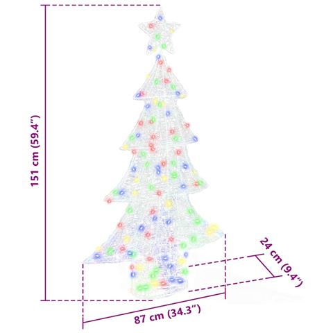 Albero di Natale con 160 LED Multicolore 150 cm Acrilico - Foto 8