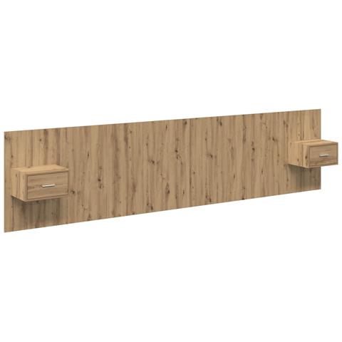 Testata con Comodino 3 pcs Rovere artigianale Legno multistrato - Foto 1