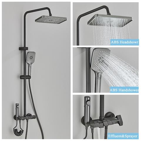 Colonna doccia, Blackswan, tipo M168, modello orientabile grigio antracite, con bocca nascosta e doccetta a pressione, misura 120 cm - Foto 2