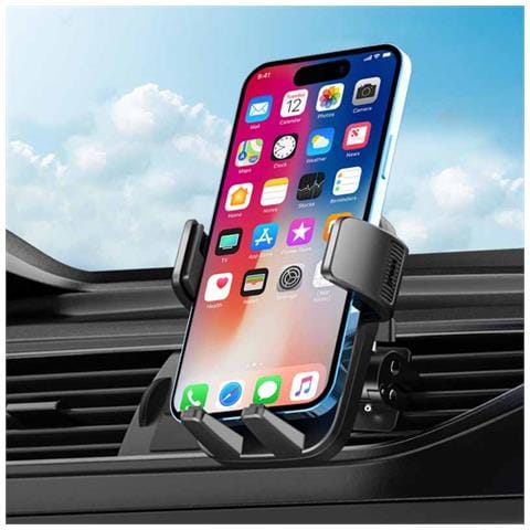 Supporto Telefono Auto Bocchetta Aria - Nero, Auto-blocco A Gravità, Rotazione 360° - Foto 2