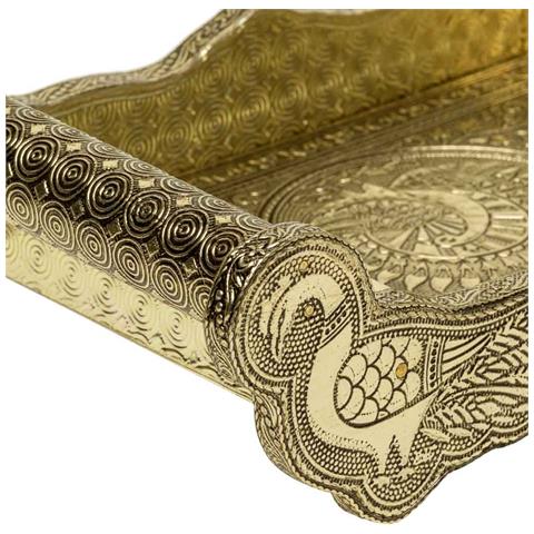 Vassoio In Metallo Goffrato Dorato 25x13x6h - Foto 6