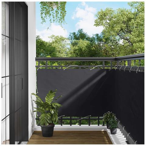 Schermo da balcone Nero 90 x 200 cm Oxford alu rivestito in PU - Foto 2