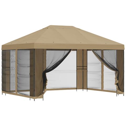 Gazebo da giardino con pareti laterali 4 × 3 m Beige - Foto 1