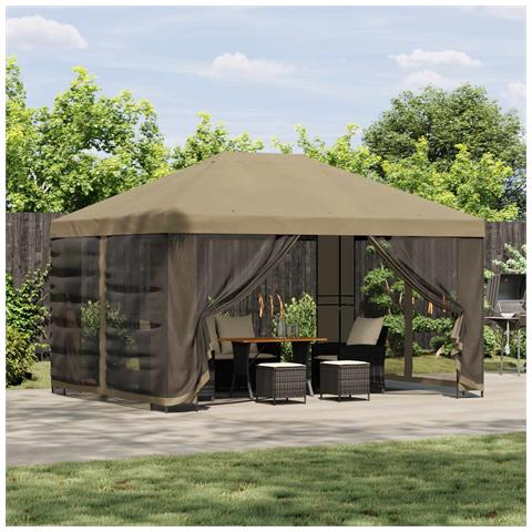 Gazebo da giardino con pareti laterali 4 × 3 m Beige - Foto 2