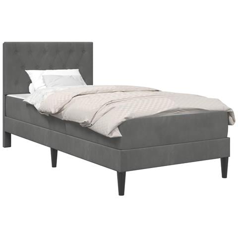 Struttura letto con materasso Grigio scuro 80 x 200 cm Velluto - Foto 1