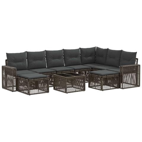 Set Divano da Giardino 10 pcs Grigio e Grigio Scuro polyrattan - Foto 1