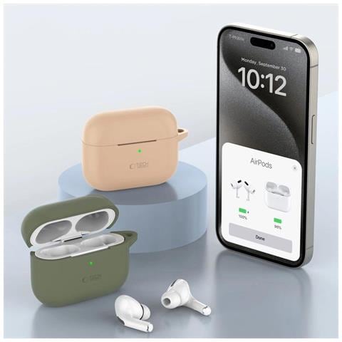 Custodia In Silicone Con Gancio Per Apple Airpods Pro 1 / 2 - Sabbia - Foto 1