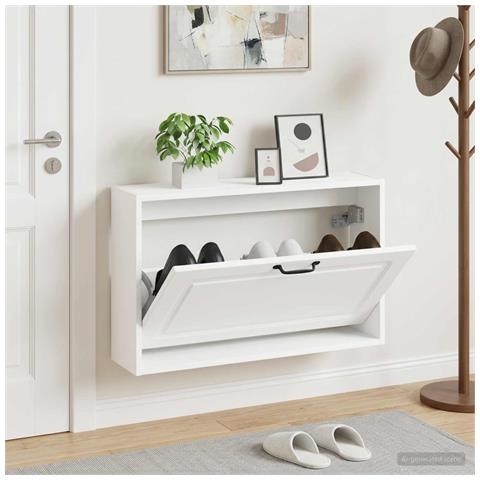 Mobiletto per Scarpe da Muro UTRECHT 71 x 17 x 43 cm Bianco - Foto 2