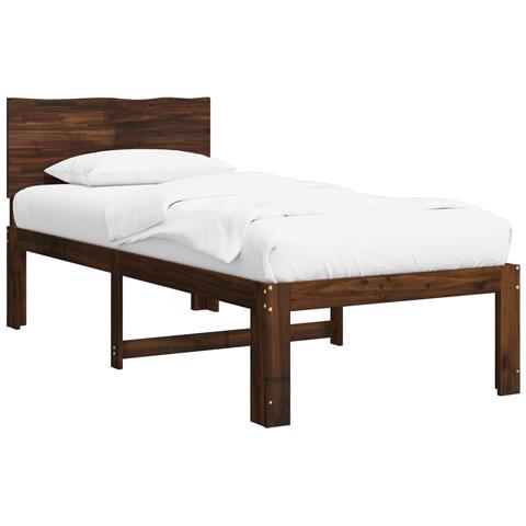 Letto Singolo con Testiera ROSTOCK Marrone Scuro 90 x 200 cm - Foto 1