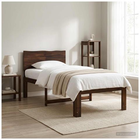 Letto Singolo con Testiera ROSTOCK Marrone Scuro 90 x 200 cm - Foto 2