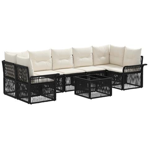 Set Divano da Giardino 8 pz Nero polyrattan - Foto 1