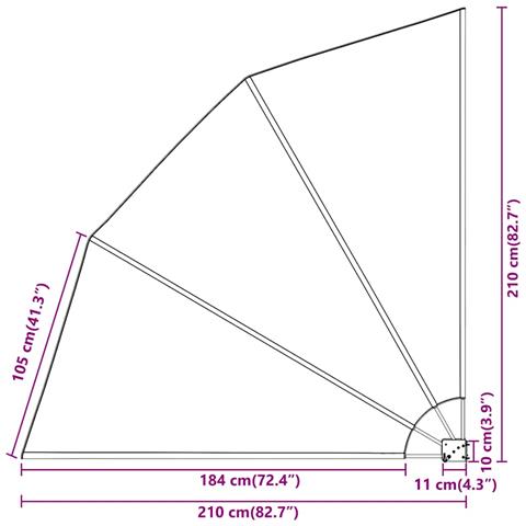 Tenda Laterale per Balcone Pieghevole Crema 210x210 cm - Foto 8