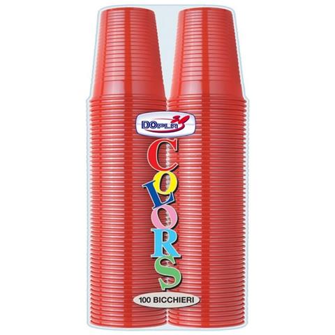100 Bicchieri Plastica Colorata 200 Cc - Rosso - Foto 2