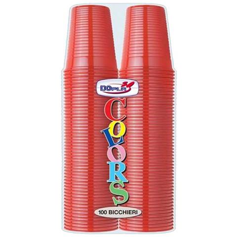 100 Bicchieri Plastica Colorata 200 Cc - Rosso - Foto 3