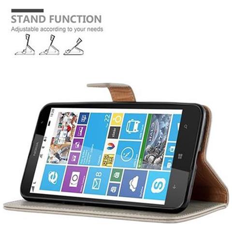 Custodia Compatibile Con Nokia Lumia 1320 In Marrone Cappuccino - Coperchio Protettiva Con Chiusura Magnetica, Funzione Stand E Tasca Per Le Carte - Foto 8