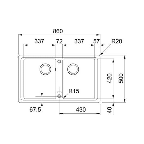 Lavello BFG620WH 2 Vasche Dimensioni 86 x 50 cm Colore Bianco Serie Boston - Foto 2