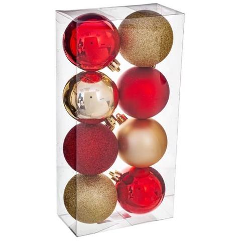Kit Di 8 Palline Di Natale - 70 Mm - Rosso E Oro - Foto 1
