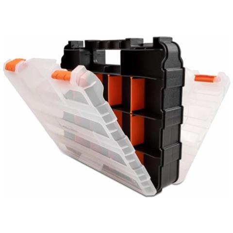 18417 Scatola Di Conservazione Armadietto Portaoggetti Rettangolare Plastica Nero, Arancione - Foto 2