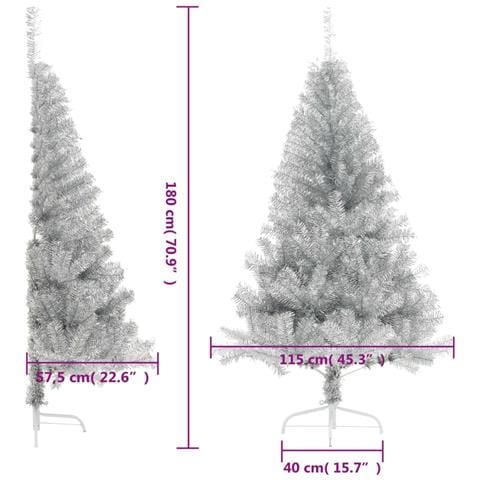 Albero di Natale a Metà con Supporto Argento 180 cm PET - Foto 2