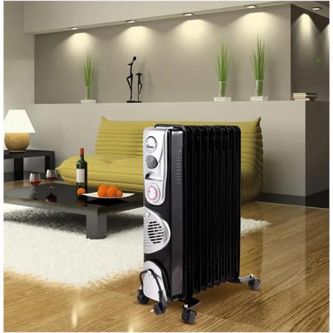 Radiatore ad Olio AR4R09BTTE OILO9 Turbo Time Potenza 2400 W con Timer e Termostato - Nero / Argento - Foto 3