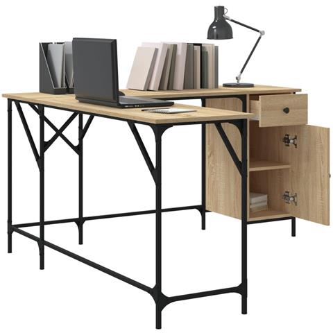 Scrivania Rovere Sonoma 141x141x75 Cm In Legno Multistrato - Foto 3