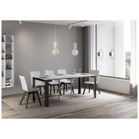 Consolle Allungabile 90x40/196 Cm Linea Small Evolution Telaio Antracite - Bianco Frassino - Foto 2