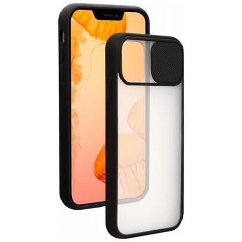 Cover Per Iphone 12 Pro Max Con Copertura Scorrevole Per Fotocamera, Nero Transparente - Foto 1