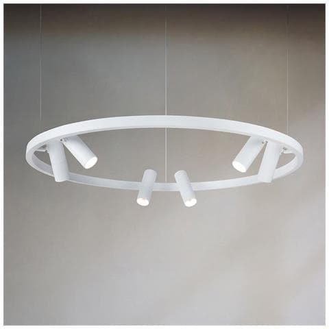 Lampadario A Sospensione Moderno Satellite Metallo Bianco Acrilico Luce Led 42w - Foto 2
