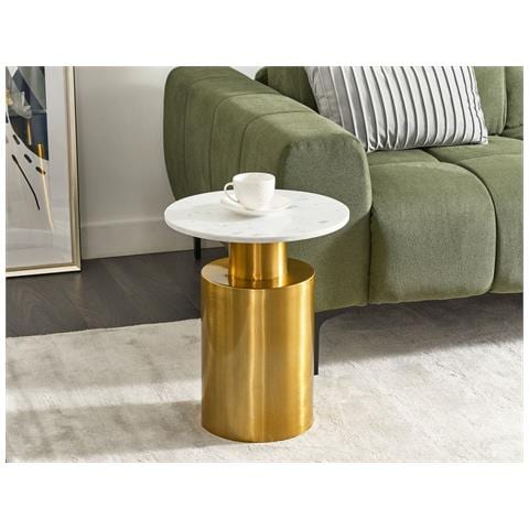 Tavolino Metallo Oro E Bianco Ariaga - Foto 1