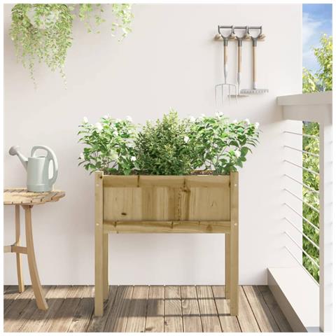 Fioriera Giardino Con Gambe 70x31x70 Cm Legno Pino Impregnato - Foto 3