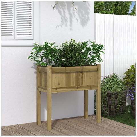 Fioriera Giardino Con Gambe 70x31x70 Cm Legno Pino Impregnato - Foto 1