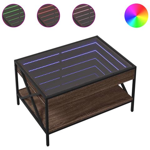 Tavolino Da Salotto Con Led Infinity Rovere Marrone 70x50x38 Cm - Foto 2