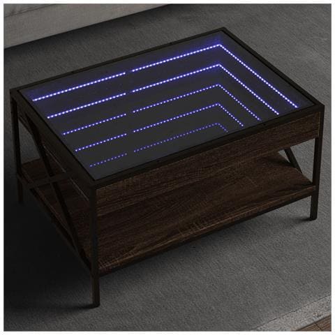 Tavolino Da Salotto Con Led Infinity Rovere Marrone 70x50x38 Cm - Foto 1