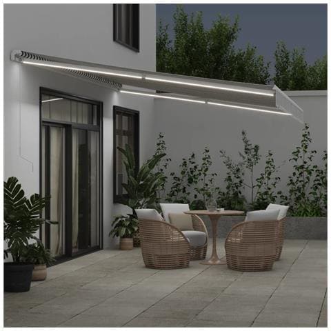 Tenda Retrattile Manuale Con Led Antracite / Bianco 500x300 Cm - Foto 3