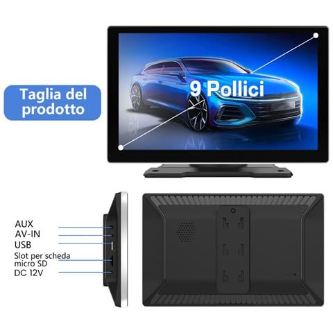 Carplay Auto, 9 Pollici Portatile Wireless Carplay Android Auto Airplay Autolink Bluetooth Car Radio Per Auto Camion Taxi Autobus Camper - Foto 7