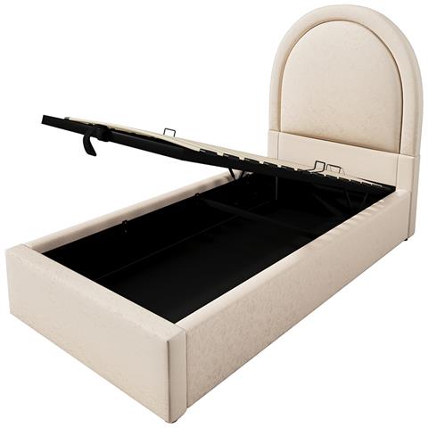 Letto Contenitore Letto Imbottito Per Bambini 90 X 190 Cm, Letto Singolo Con Motivo Cosmico, Beige,pu - Foto 4