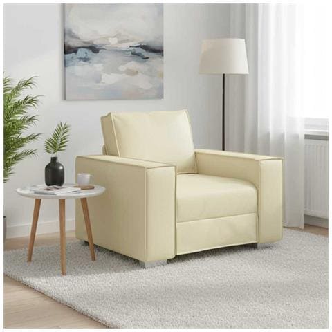 Poltrona Crema 59 cm in Pelle Sintetica - Foto 2