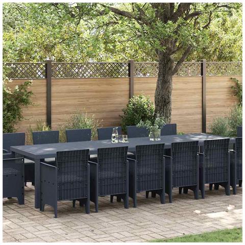 Set da Pranzo per Giardino 15 pcs Antracite Rattan Polt - Foto 2