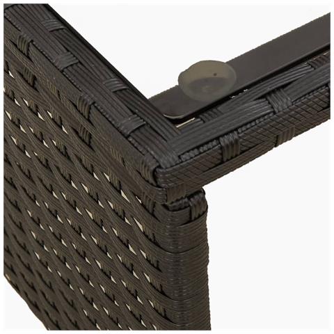 Divano da Giardino con Tavolo e Cuscini a L Nero in Polyrattan - Foto 9