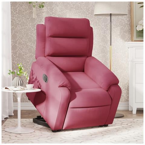 Poltrona Alzapersona Reclinabile Elettrica Rosso Vino Velluto - Foto 2